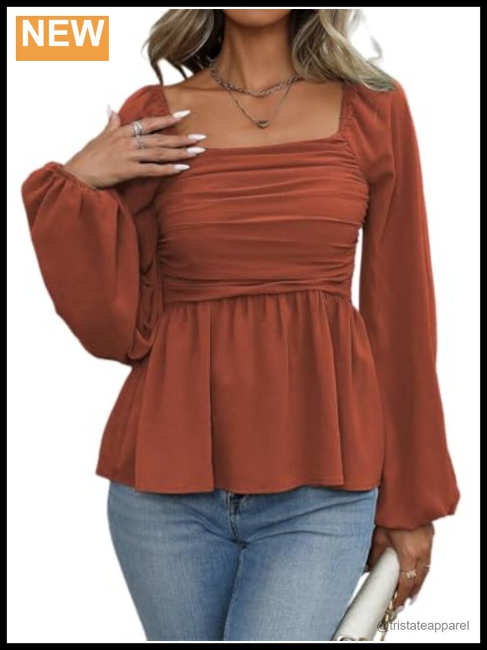 Plus Size Babydoll Peplum Blouse Women Square Neck Flowy Ruffle Top